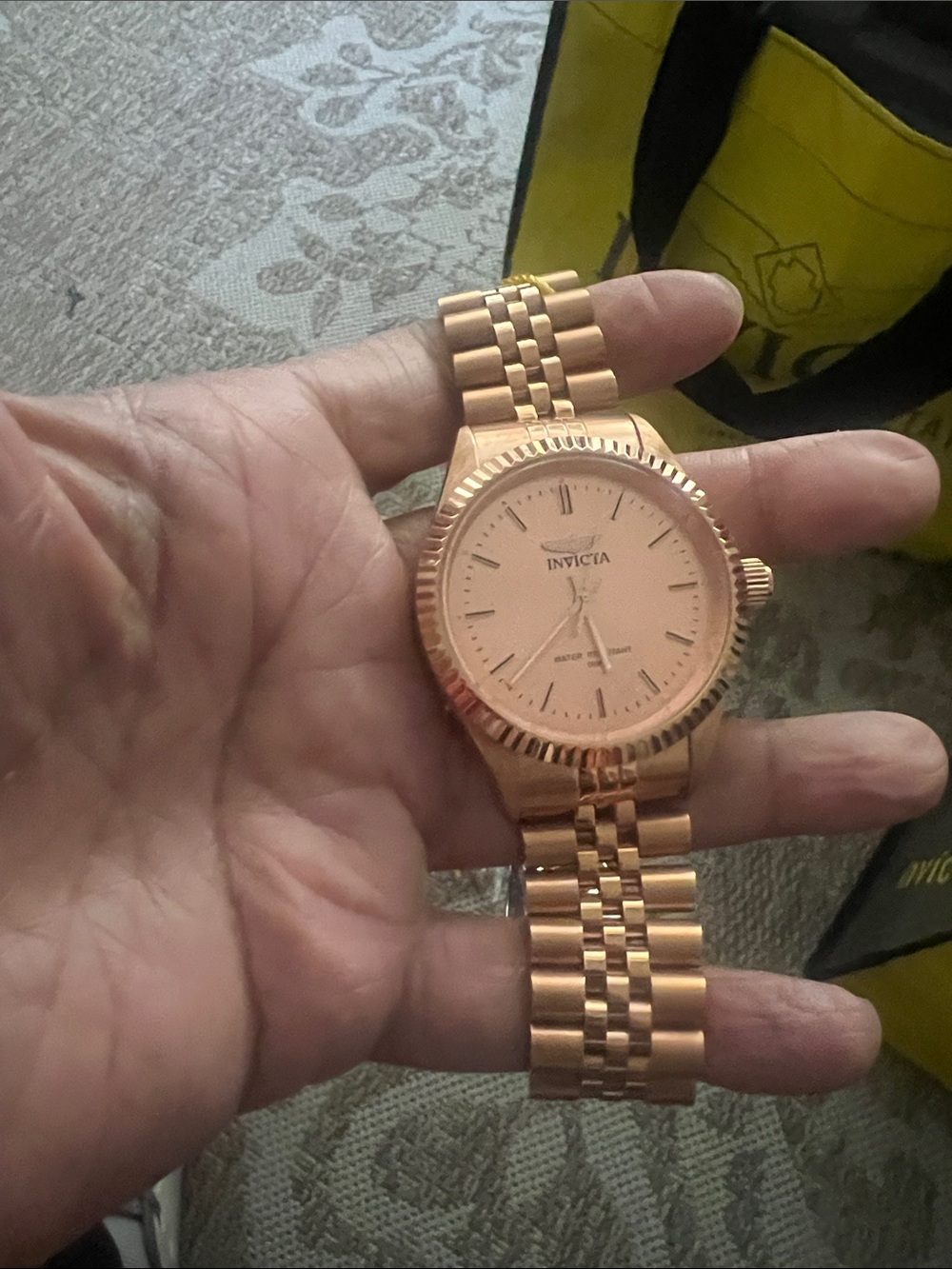 Invicta Rose Gold Tone Bracelet Watch with Fluted Bezel